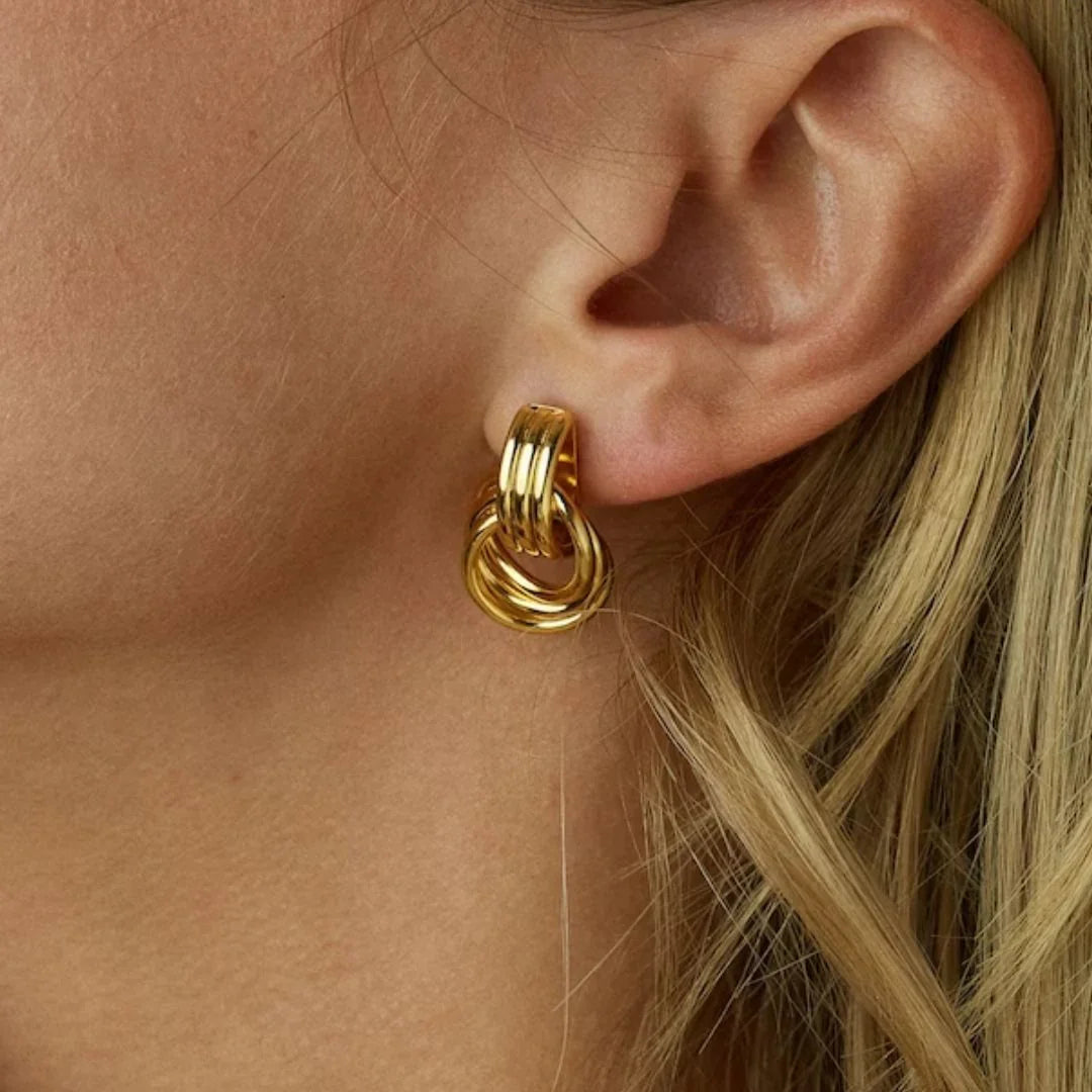 Boucles d'oreilles créoles superposées Luna