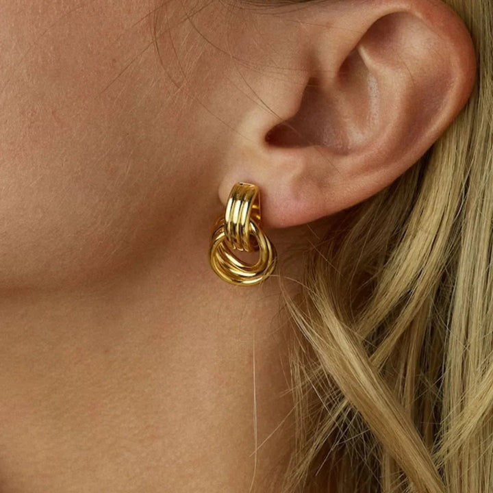 Boucles d'oreilles créoles superposées Luna