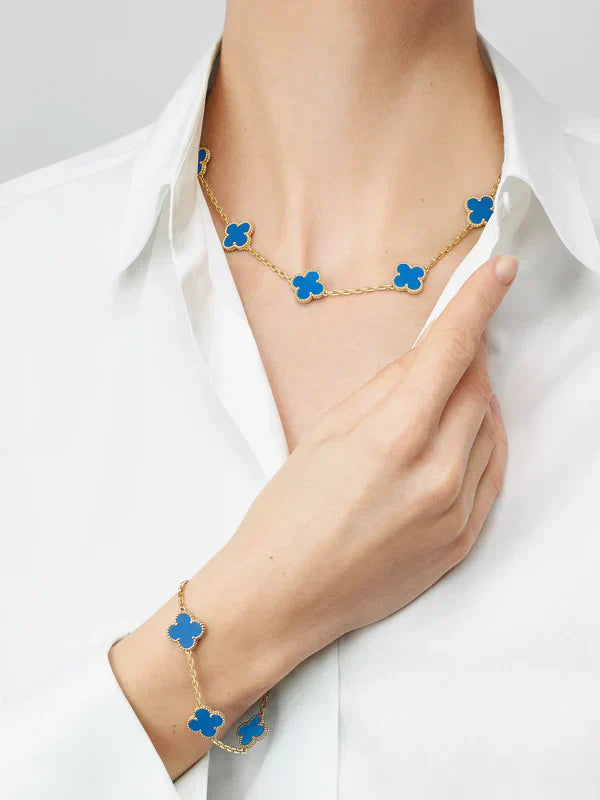 CLOVER | Collier 10 motifs Bleu