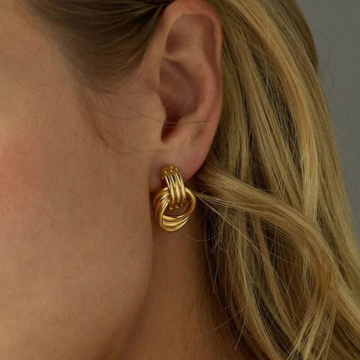 Boucles d'oreilles créoles superposées Luna