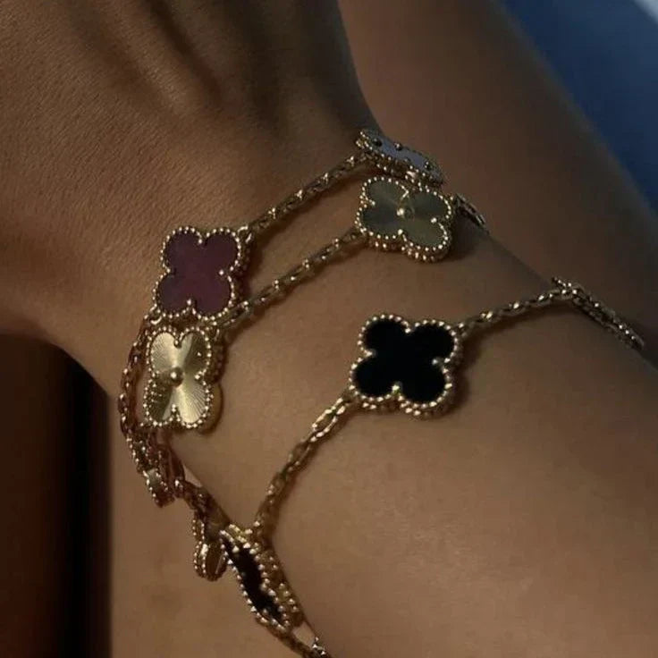 CLOVER | Bracelet Noir/Argent
