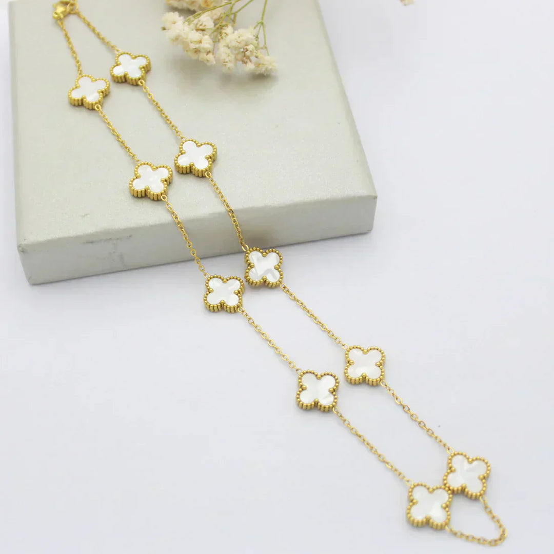 CLOVER | Collier 10 motifs Blanc