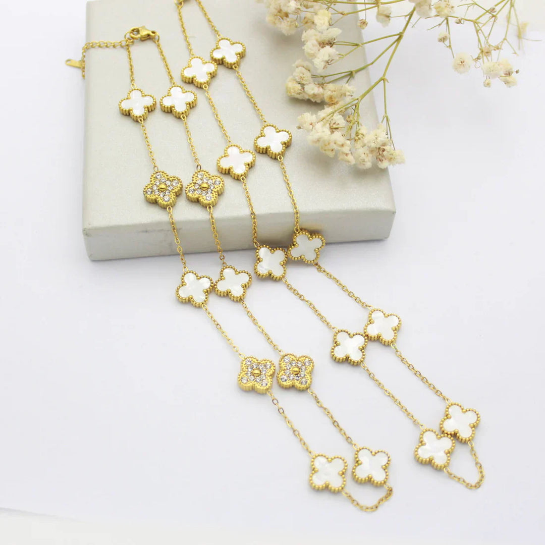 CLOVER | Collier 10 motifs Blanc