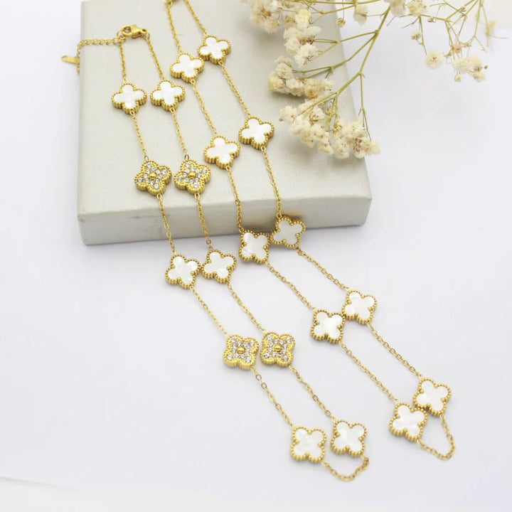 CLOVER | Collier 10 motifs Blanc