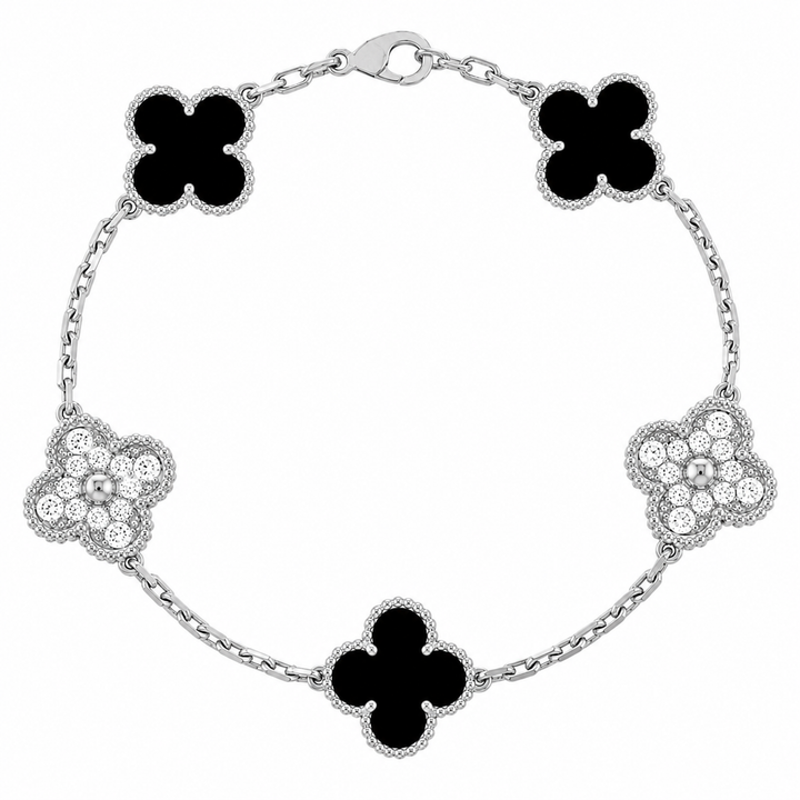 CLOVER | Bracelet Noir/Argent Prestige