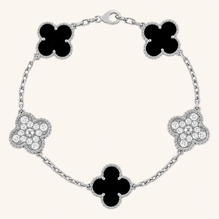 CLOVER | Bracelet Noir/Argent Prestige
