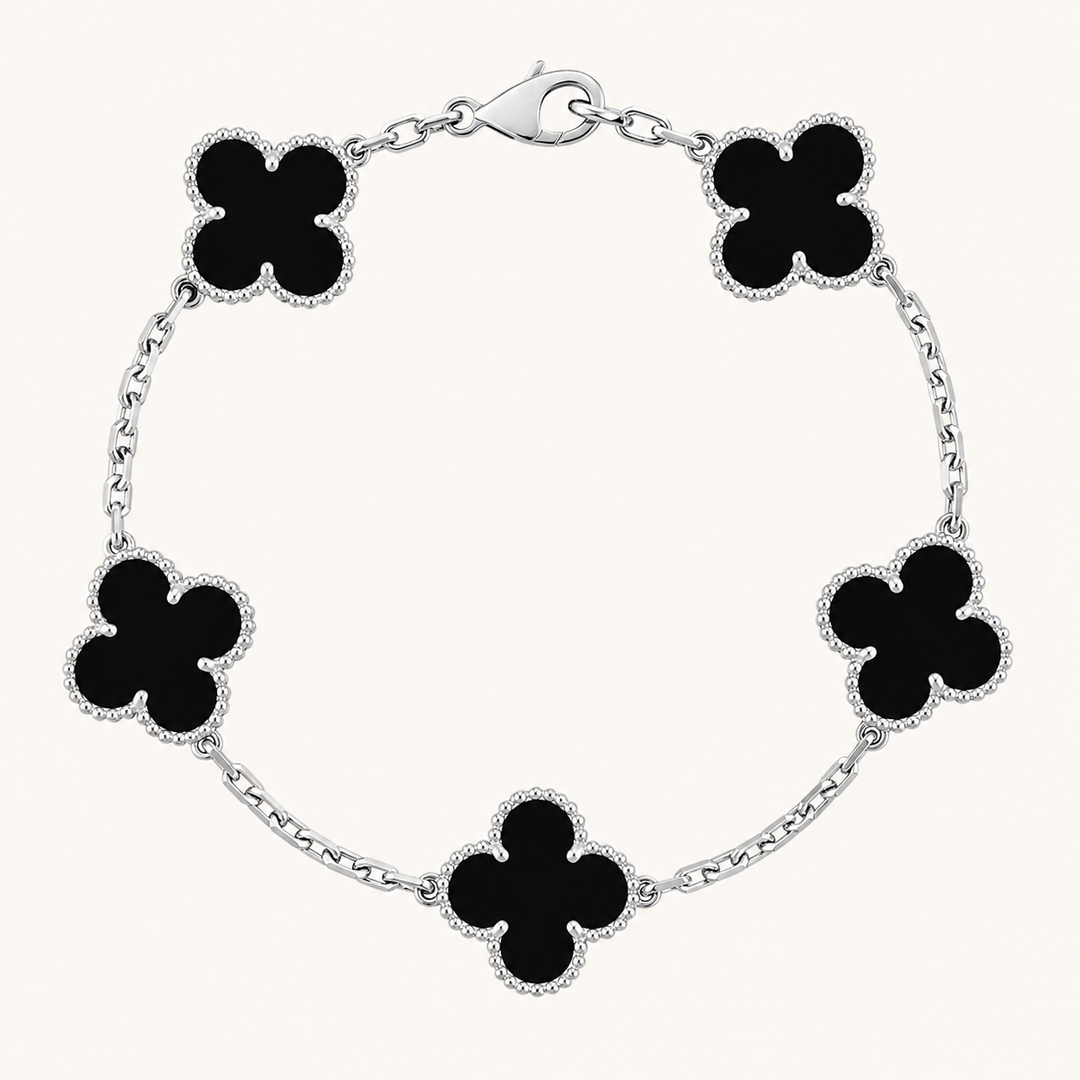 CLOVER | Bracelet Noir/Argent