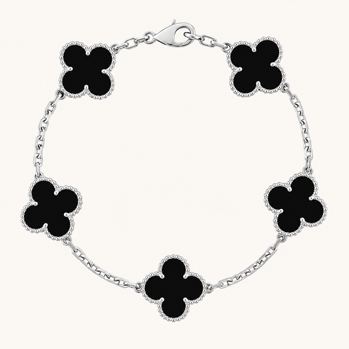CLOVER | Bracelet Noir/Argent