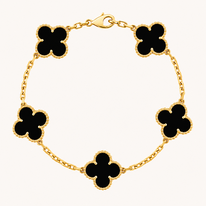 CLOVER | Bracelet Noir/Argent