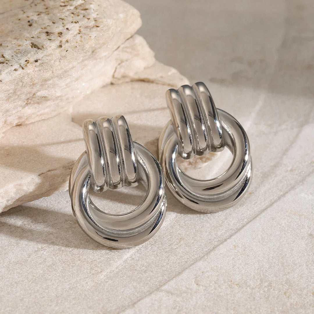 Boucles d'oreilles créoles superposées Luna