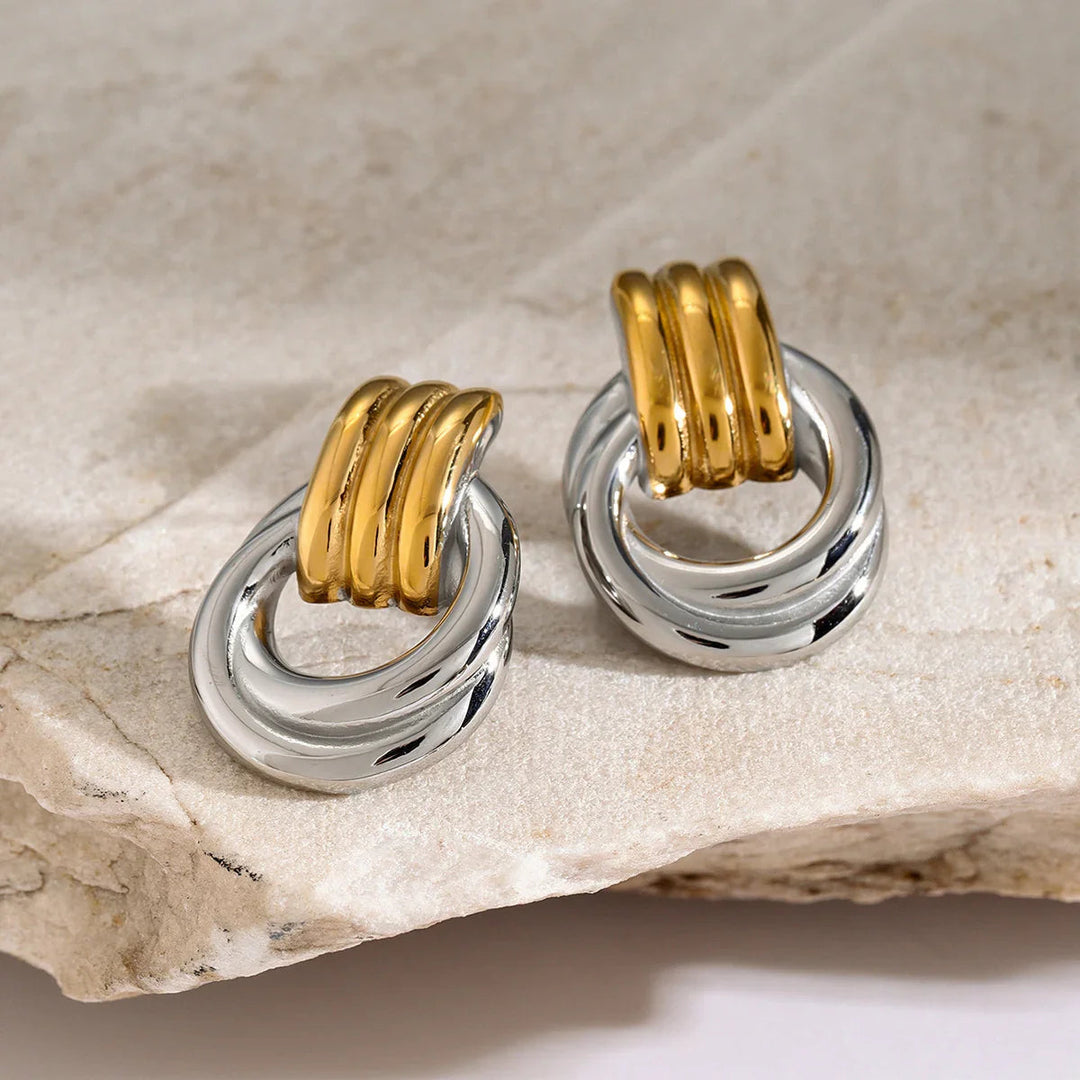 Boucles d'oreilles créoles superposées Luna