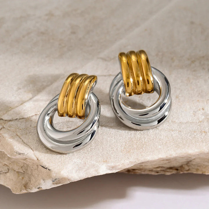 Boucles d'oreilles créoles superposées Luna