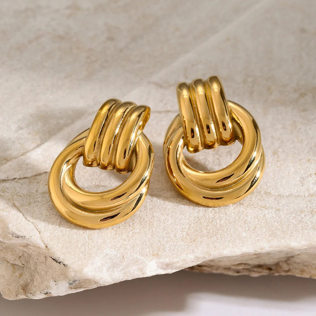 Boucles d'oreilles créoles superposées Luna