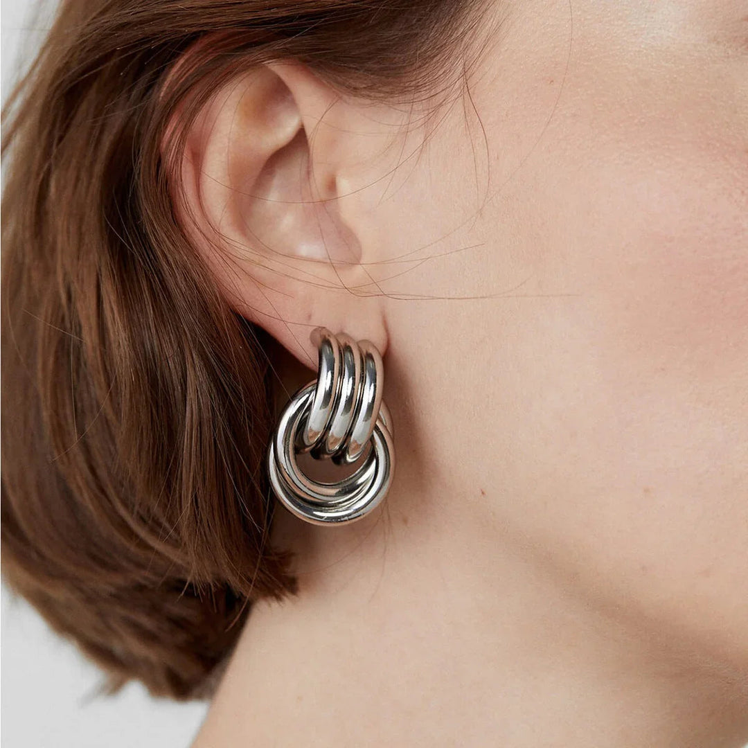Boucles d'oreilles créoles superposées Luna