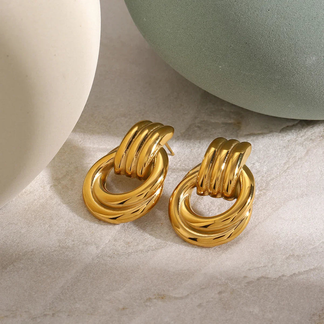 Boucles d'oreilles créoles superposées Luna