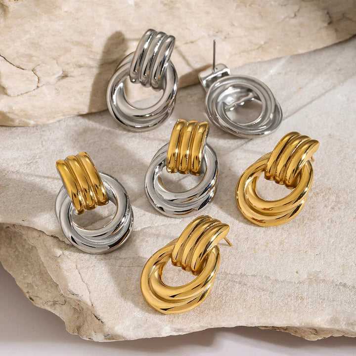 Boucles d'oreilles créoles superposées Luna