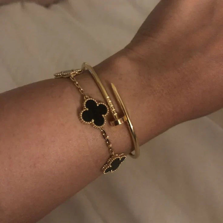CLOVER | Bracelet Noir/Or