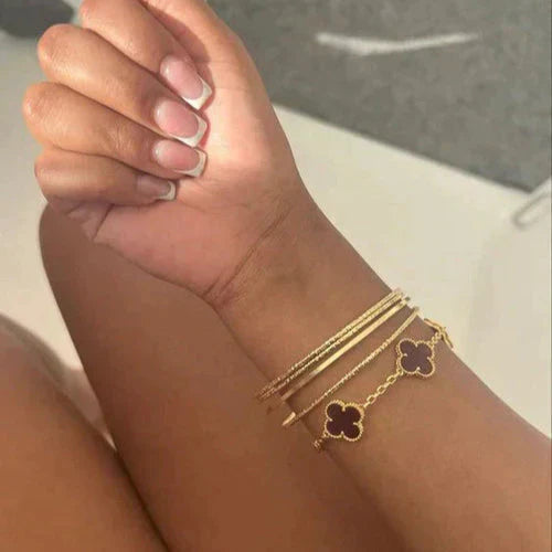 CLOVER | Bracelet Noir/Or