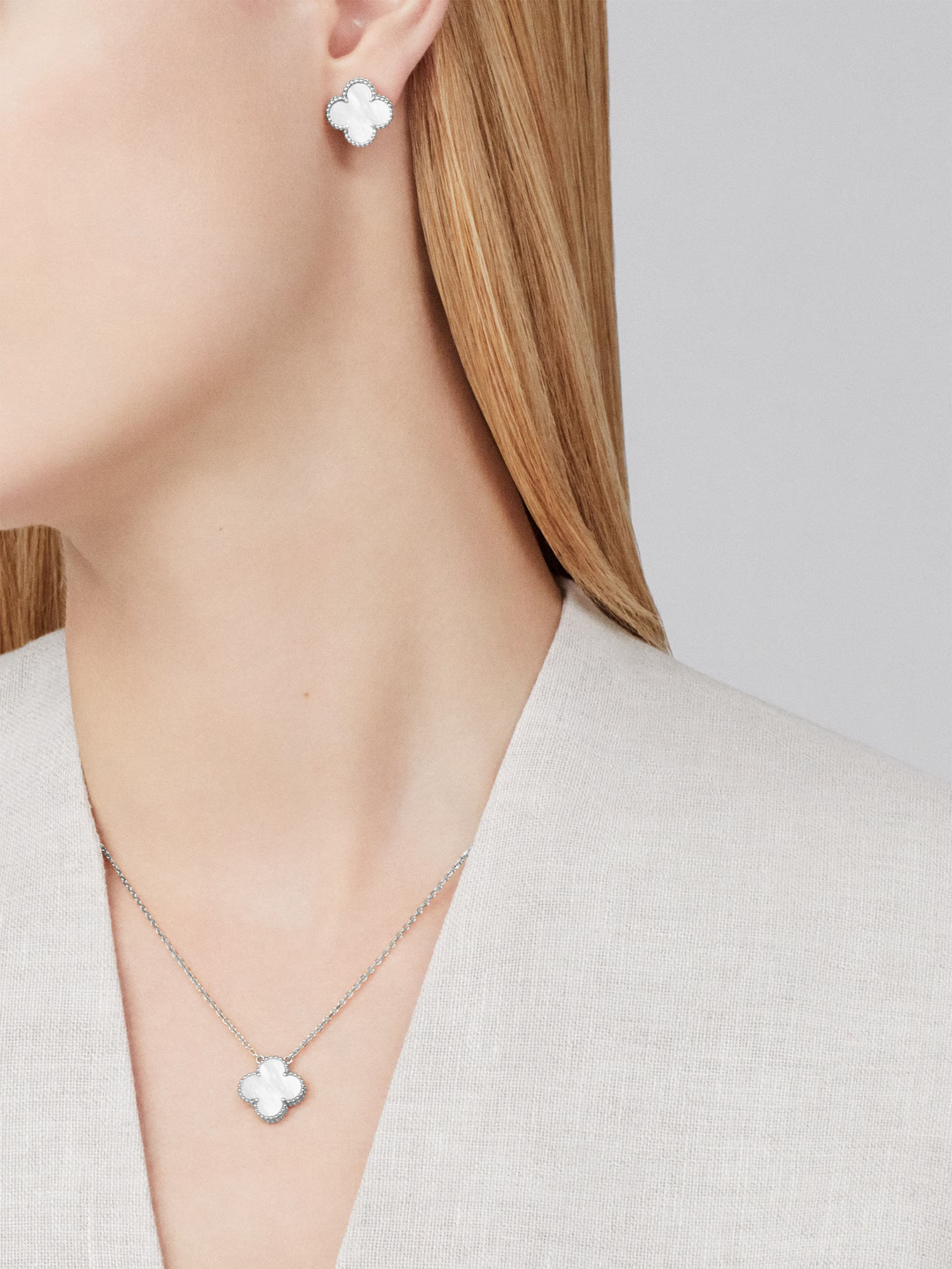 CLOVER | Collier Blanc/Argent